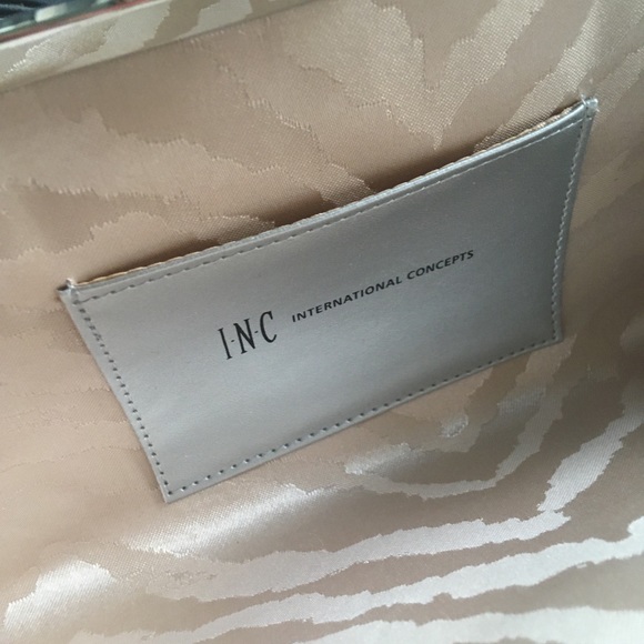 INC Metallic snakeskin embossed clutch - Picture 6 of 8